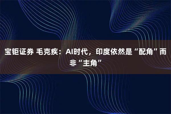 宝钜证券 毛克疾：AI时代，印度依然是“配角”而非“主角”