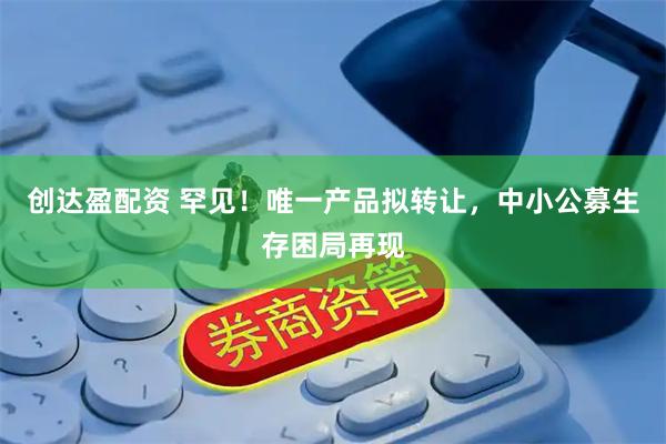 创达盈配资 罕见！唯一产品拟转让，中小公募生存困局再现